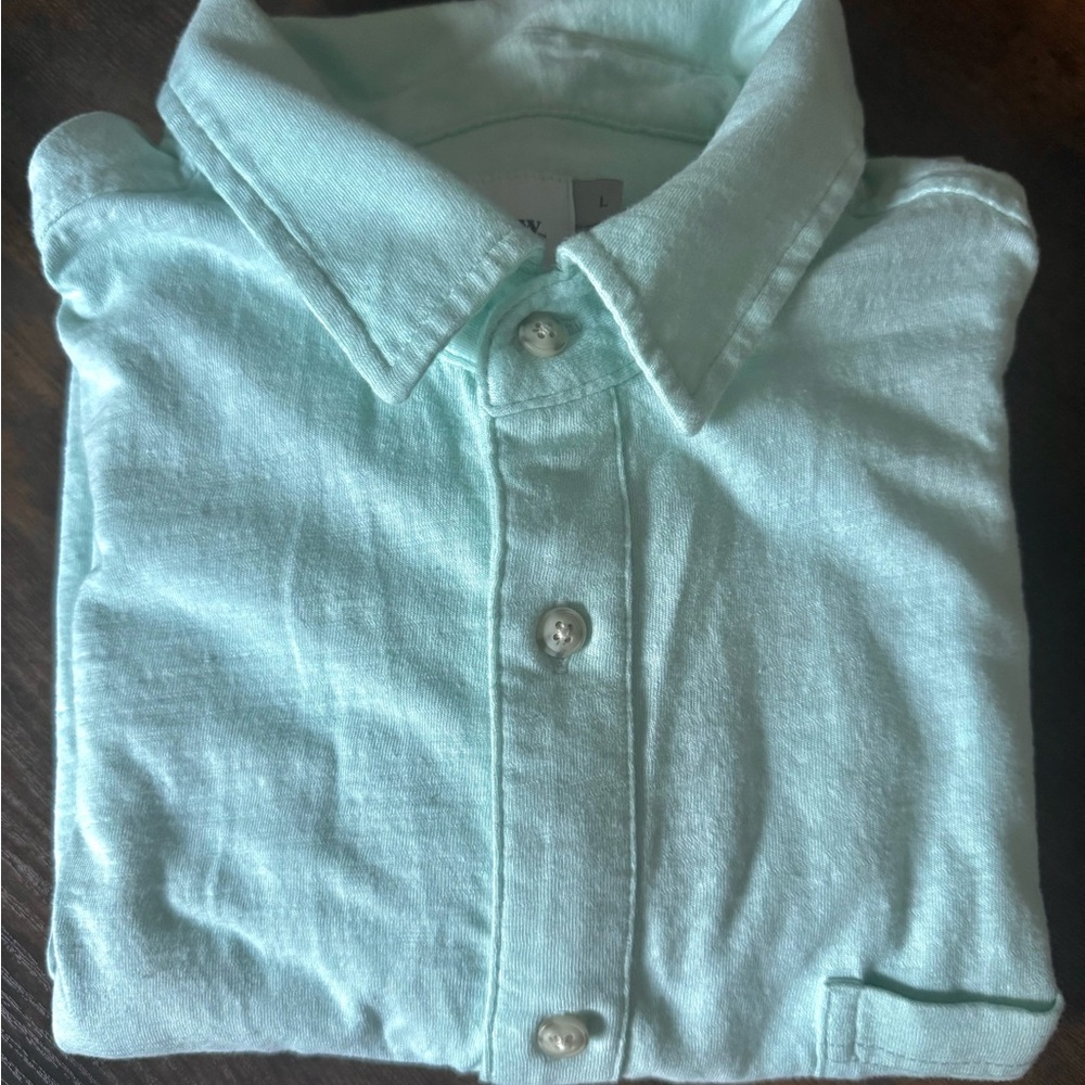 Goodfellow & Co 100% Cotton Men’s Sea Foam Green Sort Sleeve Button Shirt Large
